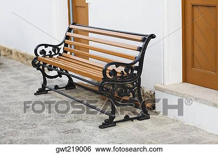 Bench outside of a building, Patmos, Dodecanese Islands, Greece View Large Photo Image Stock Photograph - Bench outside of a building, Patmos, Dodecanese Islands, Greece. Fotosearch