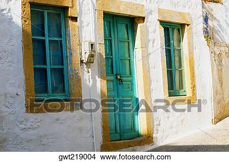 Closed door of a house, Patmos, Dodecanese Islands, Greece View Large Photo Image Picture - Closed door of a house, Patmos, Dodecanese Islands, Greece. Fotosearch