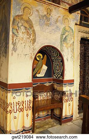 Picture - Mural on the wall of a church, Monastery of St. John the Divine, Patmos, Dodecanese Islands, Greece. Fotosearch