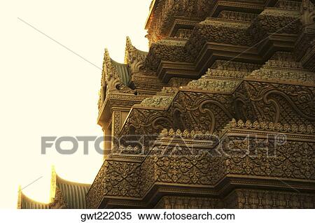 Stock Photography - Carving on the wall of a palace, Royal Palace, Phnom Penh, Cambodia. Fotosearch
