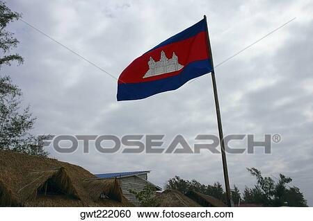 Low angle view of a Cambodian flag, Sihanoukville, Cambodia View Large Photo Image Stock Image - Low angle view of a Cambodian flag, Sihanoukville, Cambodia. Fotosearch