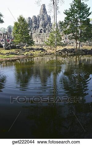 Pond in front of a temple, Angkor Wat, Siem Reap, Cambodia View Large Photo Image Picture - Pond in front of a temple, Angkor Wat, Siem Reap, Cambodia. Fotosearch