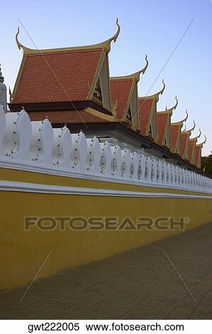 Stock Photography - Wall of a palace, Royal Palace, Phnom Penh, Cambodia. Fotosearch