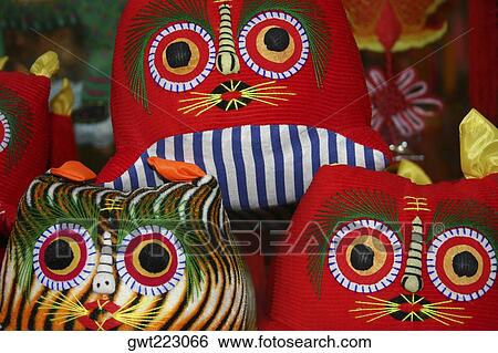 Stock Photograph - Close-up of cushions, Xi'an, Shaanxi Province, China. Fotosearch