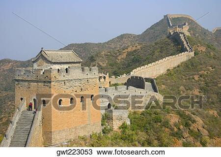 Fortified wall passing through mountains, Great Wall Of China, China View Large Photo Image Stock Image - Fortified wall passing through mountains, Great Wall Of China, China. Fotosearch