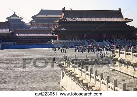Group of people in front of a palace, Forbidden City, Beijing, China View Large Photo Image Stock Image - Group of people in front of a palace, Forbidden City, Beijing, China. Fotosearch