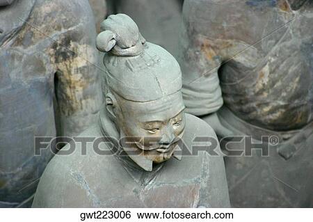 High angle view of statues of terracotta soldiers, Xi'an, Shaanxi Province, China View Large Photo Image Stock Photograph - High angle view of statues of terracotta soldiers, Xi'an, Shaanxi Province, China. Fotosearch
