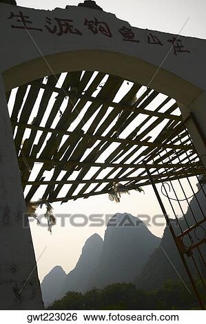 Low angle view of a gate, Li River, Guilin, China View Large Photo Image Stock Photograph - Low angle view of a gate, Li River, Guilin, China. Fotosearch