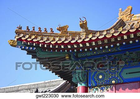 Low angle view of the roof of a palace, Forbidden City, Beijing, China View Large Photo Image Stock Image - Low angle view of the roof of a palace, Forbidden City, Beijing, China. Fotosearch