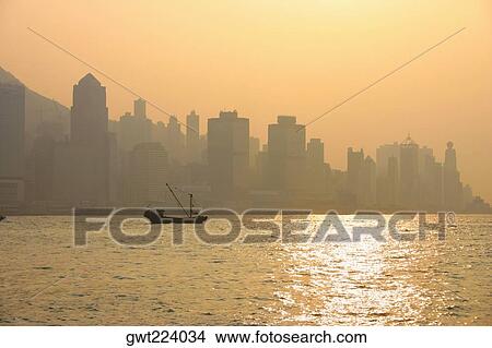 Picture - Skyscrapers at the waterfront, Wanchai, Hong Kong Island, Hong Kong, China. Fotosearch