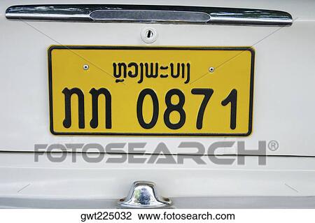 Close-up of a number plate on a car, Vientiane, Laos View Large Photo Image Stock Image - Close-up of a number plate on a car, Vientiane, Laos. Fotosearch
