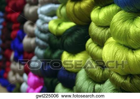 Stock Photograph - Large group of balls of wool, Vientiane, Laos. Fotosearch