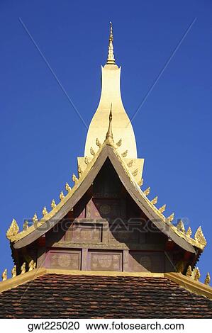 Low angle view of a temple, Buddhist temple, That Luang, Vientiane, Laos View Large Photo Image Stock Image - Low angle view of a temple, Buddhist temple, That Luang, Vientiane, Laos. Fotosearch