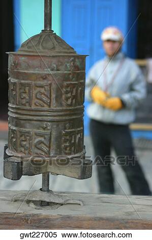 Close-up of a prayer wheel, Muktinath, Annapurna Range, Himalayas, Nepal View Large Photo Image Stock Photography - Close-up of a prayer wheel, Muktinath, Annapurna Range, Himalayas, Nepal. Fotosearch