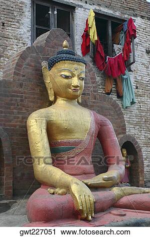 Close-up of a statue of Buddha, Swayambhunath, Kathmandu, Nepal View Large Photo Image Stock Image - Close-up of a statue of Buddha, Swayambhunath, Kathmandu, Nepal. Fotosearch