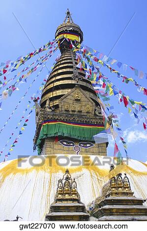 Low angle view of a temple, Swayambhunath, Kathmandu, Nepal View Large Photo Image Stock Image - Low angle view of a temple, Swayambhunath, Kathmandu, Nepal. Fotosearch