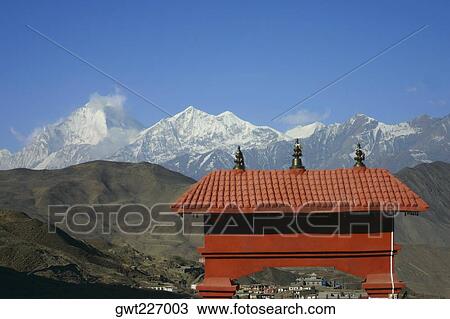 Temple in front of mountains, Muktinath, Annapurna Range, Himalayas, Nepal View Large Photo Image Stock Image - Temple in front of mountains, Muktinath, Annapurna Range, Himalayas, Nepal. Fotosearch