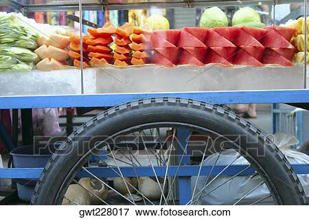 Close-up of a concession stand of fruit salad, Bangkok, Thailand View Large Photo Image Stock Photo - Close-up of a concession stand of fruit salad, Bangkok, Thailand. Fotosearch