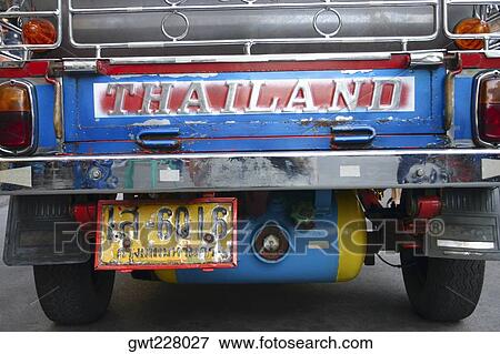 Close-up of a license plate of a land vehicle, Bangkok, Thailand View Large Photo Image Stock Photo - Close-up of a license plate of a land vehicle, Bangkok, Thailand. Fotosearch