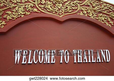 Close-up of a welcome sign on a wall, Chiang Rai, Thailand View Large Photo Image Picture - Close-up of a welcome sign on a wall, Chiang Rai, Thailand. Fotosearch