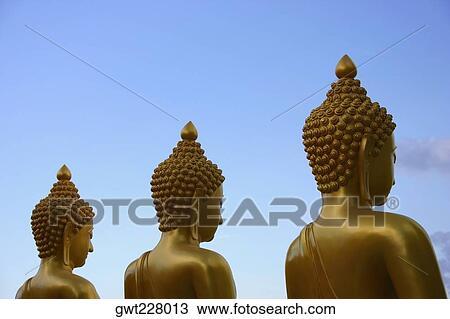 Close-up of three statues of Buddha side by side, Chiang Rai, Thailand View Large Photo Image Stock Image - Close-up of three statues of Buddha side by side, Chiang Rai, Thailand. Fotosearch
