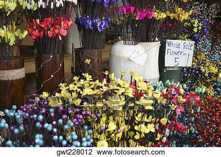 Stock Image - Flowers at a flower shop, Bangkok, Thailand. Fotosearch