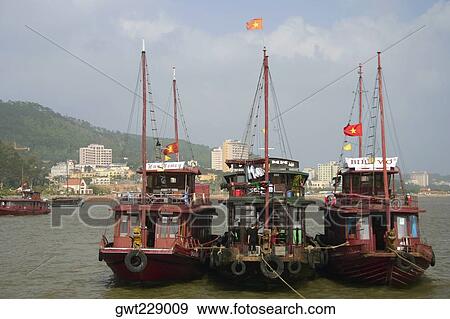 Stock Photo - Tourboats in the sea, Halong Bay, Vietnam. Fotosearch