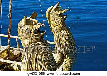 Close-up of a reed boat, Lake Titicaca, Uros Floating Islands, Puno, Peru View Large Photo Image Stock Photograph - Close-up of a reed boat, Lake Titicaca, Uros Floating Islands, Puno, Peru. Fotosearch