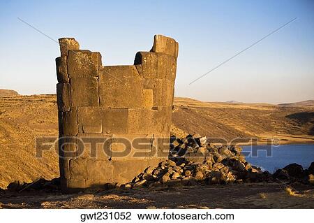 Close-up of the old ruins, Sillustani, Lake Titicaca, Puno, Peru View Large Photo Image Stock Image - Close-up of the old ruins, Sillustani, Lake Titicaca, Puno, Peru. Fotosearch