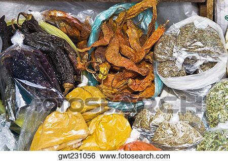 High angle view of assorted spices at a spice stall, Pisaq, Cuzco, Peru View Large Photo Image Stock Photograph - High angle view of assorted spices at a spice stall, Pisaq, Cuzco, Peru. Fotosearch