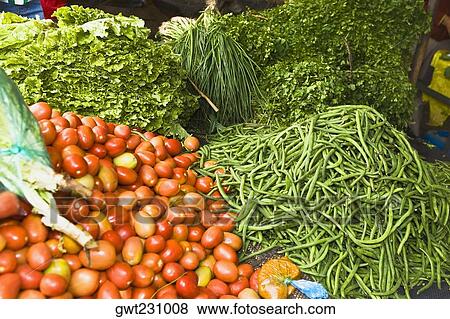 High angle view of vegetables at a market stall, Ica, Ica Region, Peru View Large Photo Image Stock Photo - High angle view of vegetables at a market stall, Ica, Ica Region, Peru. Fotosearch