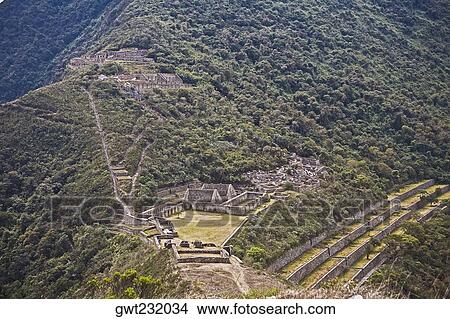 High angle view of ruins of buildings on mountains, Choquequirao, Inca, Cusco Region, Peru View Large Photo Image Picture - High angle view of ruins of buildings on mountains, Choquequirao, Inca, Cusco Region, Peru. Fotosearch