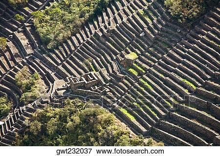 High angle view of the old ruins, Choquequirao, Peru View Large Photo Image Stock Photo - High angle view of the old ruins, Choquequirao, Peru. Fotosearch