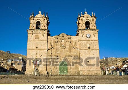 Facade of a cathedral, Puno, Peru View Large Photo Image Stock Image - Facade of a cathedral, Puno, Peru. Fotosearch