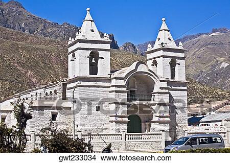 Facade of a church, Chivay Church, Chivay, Arequipa, Peru View Large Photo Image Picture - Facade of a church, Chivay Church, Chivay, Arequipa, Peru. Fotosearch