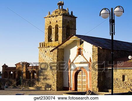 Facade of a church, Church Of Santo Domingo, Chicuito, Puno, Peru View Large Photo Image Picture - Facade of a church, Church Of Santo Domingo, Chicuito, Puno, Peru. Fotosearch