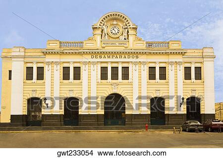 Facade of a railway station, Desamparados Station, Lima, Peru View Large Photo Image Picture - Facade of a railway station, Desamparados Station, Lima, Peru. Fotosearch
