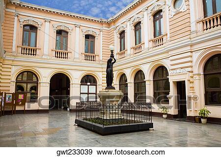 Stock Photo - Monument in a courtyard of a museum, Museo Postal y Filatelico del Peru, Lima, Peru. Fotosearch