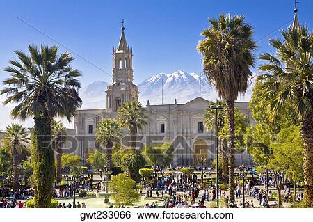 Tourists in front of a cathedral, Plaza-de-Armas, Arequipa, Peru View Large Photo Image Stock Photograph - Tourists in front of a cathedral, Plaza-de-Armas, Arequipa, Peru. Fotosearch