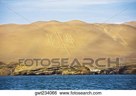 Design made on a sand dune, El Candelabro, Paracas, Paracas District, Pisco Province, Ica Region, Peru View Large Photo Image Stock Photograph - Design made on a sand dune, El Candelabro, Paracas, Paracas District, Pisco Province, Ica Region, Peru. Fotosearch