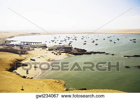 High angle view of a coast, Lagunillas, Paracas National Reserve, Paracas, Ica Region, Peru View Large Photo Image Stock Photo - High angle view of a coast, Lagunillas, Paracas National Reserve, Paracas, Ica Region, Peru. Fotosearch
