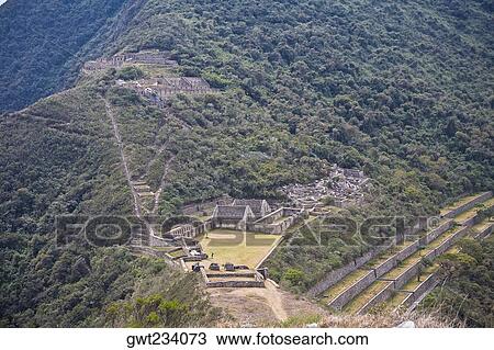 High angle view of ruins of buildings on mountains, Choquequirao, Inca, Cusco Region, Peru View Large Photo Image Stock Image - High angle view of ruins of buildings on mountains, Choquequirao, Inca, Cusco Region, Peru. Fotosearch