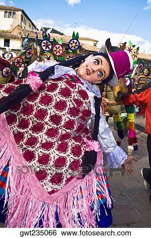 Close-up of a woman wearing a traditional costume and dancing, Peru View Large Photo Image Stock Photograph - Close-up of a woman wearing a traditional costume and dancing, Peru. Fotosearch