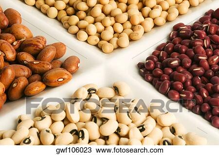 Stock Image - Close-up of assorted beans. Fotosearch