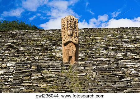 Low angle view of a statue on a stone wall, Tonina, Ocosingo, Chiapas, Mexico View Large Photo Image Picture - Low angle view of a statue on a stone wall, Tonina, Ocosingo, Chiapas, Mexico. Fotosearch