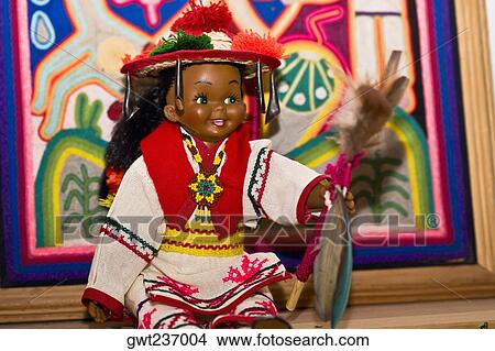 Picture - Close-up of a Huichol doll, Real De Catorce, San Luis Potosi, Mexico. Fotosearch