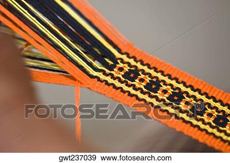 Stock Photo - Close-up of a multi-colored textile, Santo Tomas Jalieza, Oaxaca State, Mexico. Fotosearch
