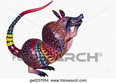 Picture - Close-up of an art representation of an armadillo, Arrazola, Oaxaca State, Mexico. Fotosearch