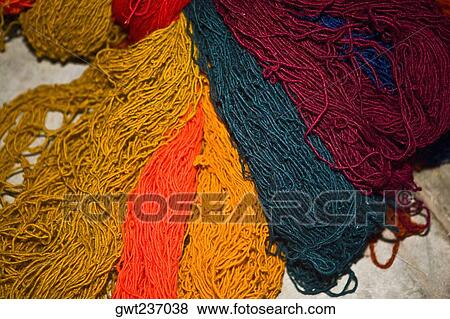 Stock Photo - High angle view of wools, Teotitlan Del Valle, Oaxaca State, Mexico. Fotosearch