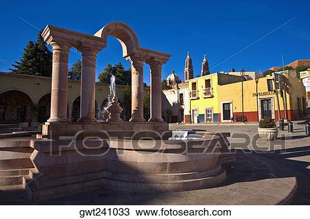 Fountain in front of a building, Zacatecas, Mexico View Large Photo Image Stock Image - Fountain in front of a building, Zacatecas, Mexico. Fotosearch